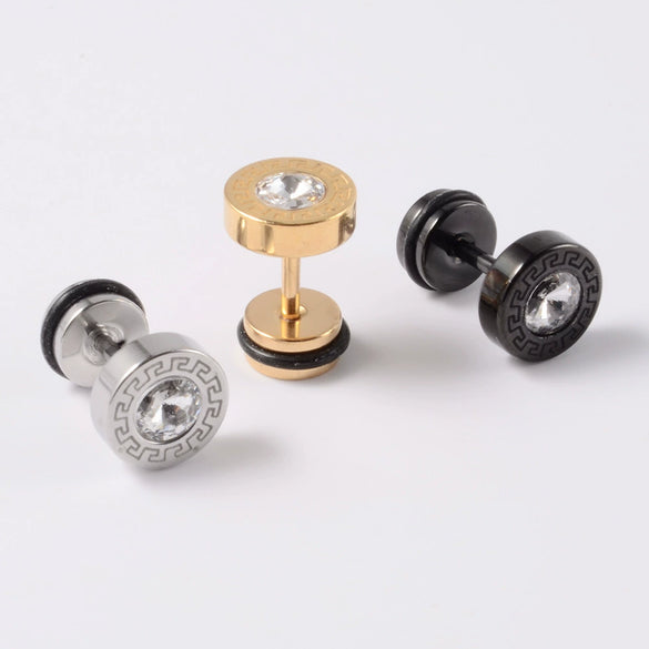 Stainless Steel Round Ear Studs With Oil Drop Bag Drill Electroplated For Piercing