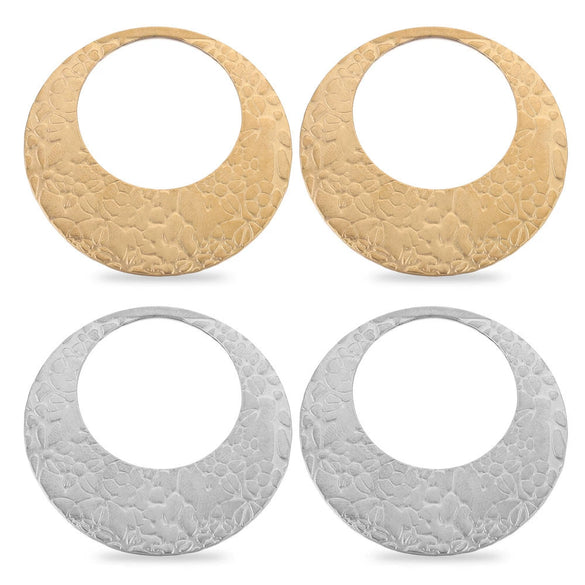 Stainless Steel Round Exaggerated Earrings Pendant With Totem Pattern And Electroplating Process Diy Jewelry Accessories