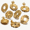 Stainless Steel Round Flower Stud Earrings With Fish Pattern And Electroplating Process Diy Jewelry Making Supplies