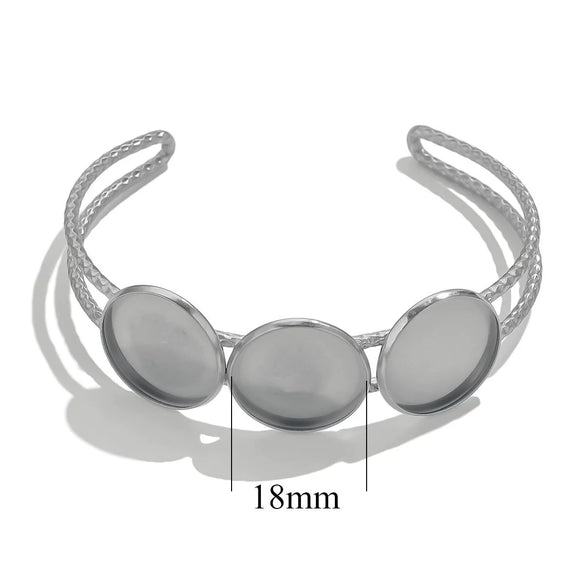 Stainless Steel Round Gemstone Bracelet 18K Gold Vacuum Plated Diy Jewelry Accessory