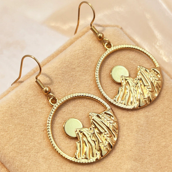 Stainless Steel Round Geometric Earrings Handmade Highend Jewelry Vacuum 18K Electroplated Gold For Women