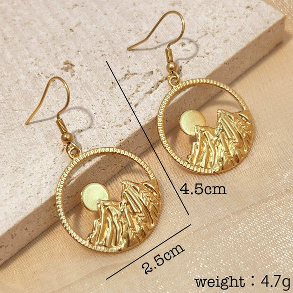 Stainless Steel Round Geometric Earrings Handmade Highend Jewelry Vacuum 18K Electroplated Gold For Women