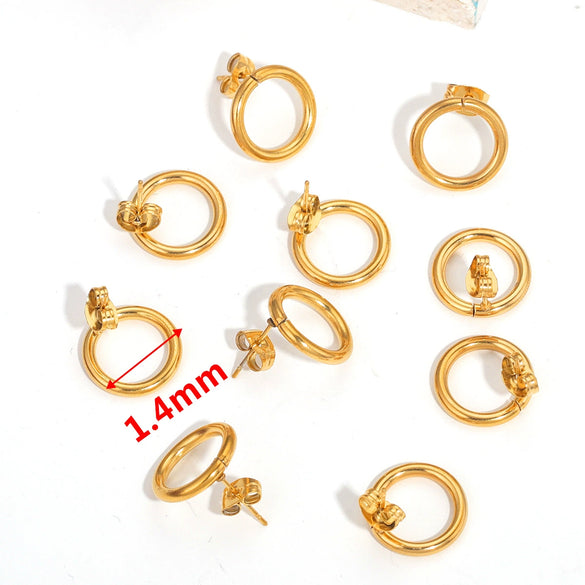 Stainless Steel Round Geometric Electroplated Handmade Earrings