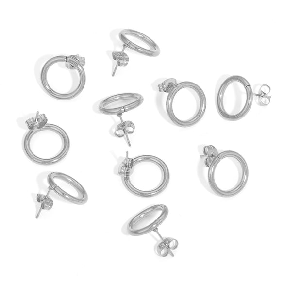 Stainless Steel Round Geometric Electroplated Handmade Earrings