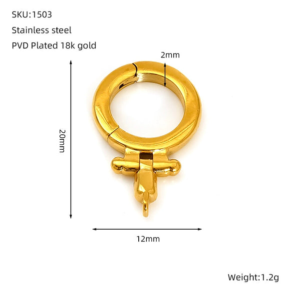 Stainless Steel Round Geometric Handmade Jewelry Buckle 18K Goldplated For Necklace Bracelet