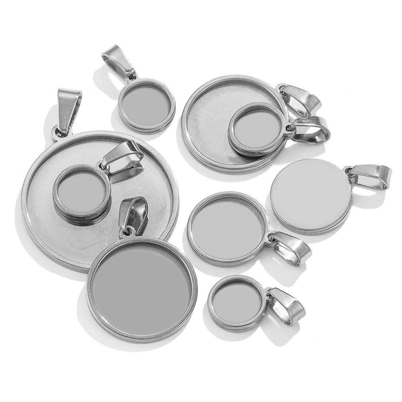 Stainless Steel Round Geometric Necklace Pendant With Melon Buckle And Electroplating Treatment