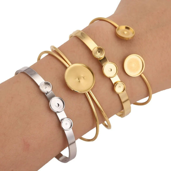 Stainless Steel Round Geometric Original Design Polished Diy Bracelet Jewelry Accessories With 18K Gold Vacuum Plating