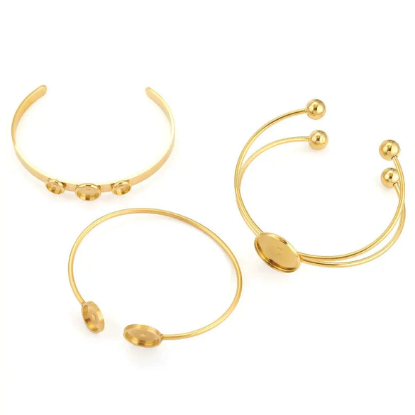 Stainless Steel Round Geometric Original Design Polished Diy Bracelet Jewelry Accessories With 18K Gold Vacuum Plating