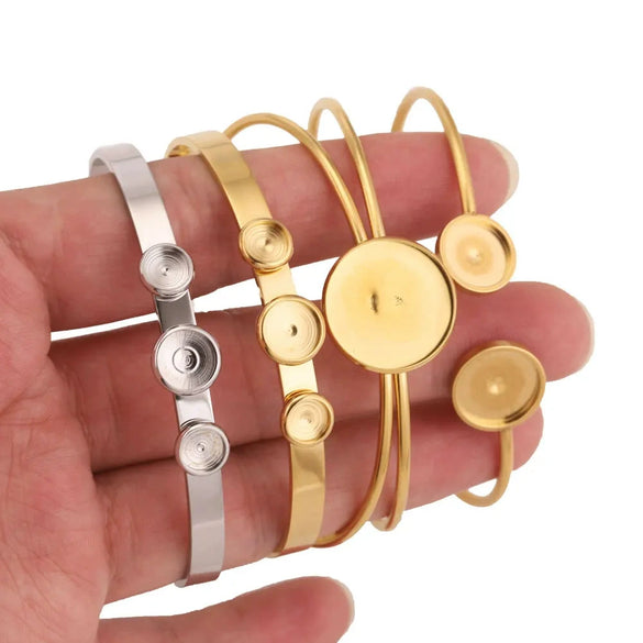 Stainless Steel Round Geometric Original Design Polished Diy Bracelet Jewelry Accessories With 18K Gold Vacuum Plating