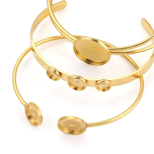 Stainless Steel Round Geometric Original Design Polished Diy Bracelet Jewelry Accessories With 18K Gold Vacuum Plating