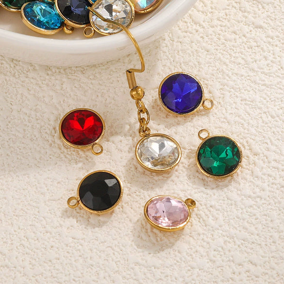 Stainless Steel Round Glass Pendant Jewelry Accessories With 18K Electroplating
