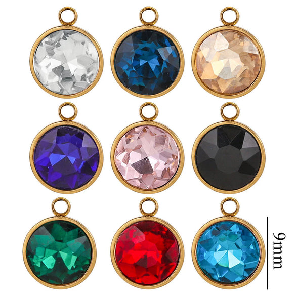 Stainless Steel Round Glass Pendant Jewelry Accessories With 18K Electroplating