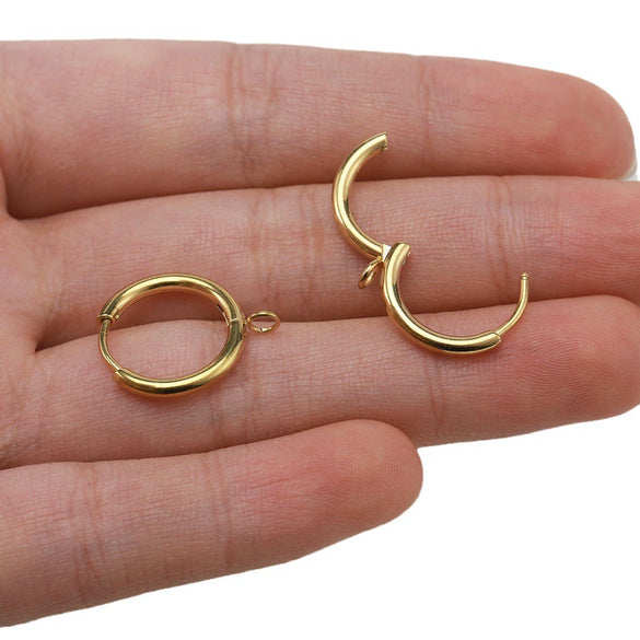 Stainless Steel Round Handmade Electroplated Earrings With Titanium Steel Ear Hook