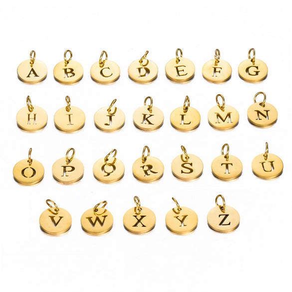 Stainless Steel Round Hollow English Letters Pendant Diy Jewelry Accessories Electroplated