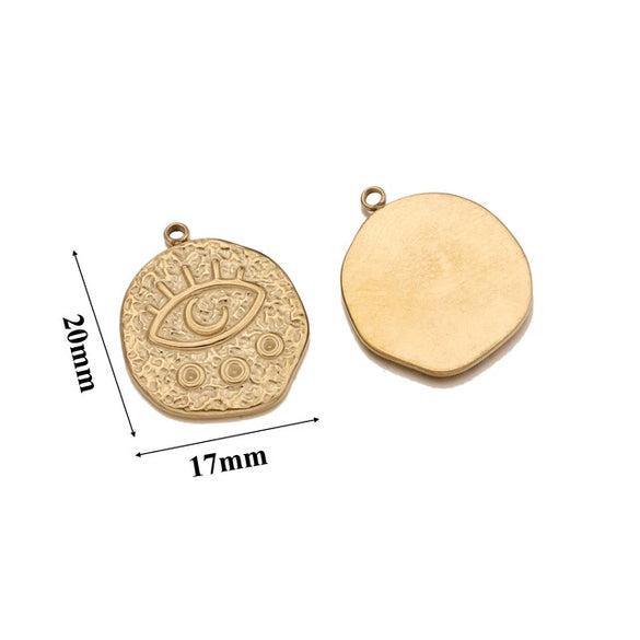 Stainless Steel Round Irregular Pendant Jewelry Accessories With Fish Pattern Diy Handmade Electroplated Cartoon And Animal Style
