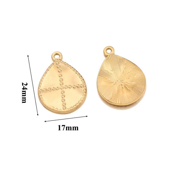 Stainless Steel Round Irregular Pendant Jewelry Accessories With Fish Pattern Diy Handmade Electroplated Cartoon And Animal Style