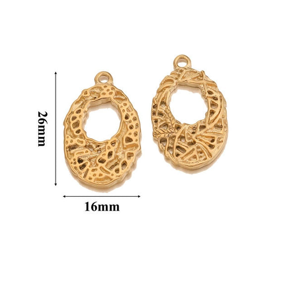 Stainless Steel Round Irregular Pendant Jewelry Accessories With Fish Pattern Diy Handmade Electroplated Cartoon And Animal Style