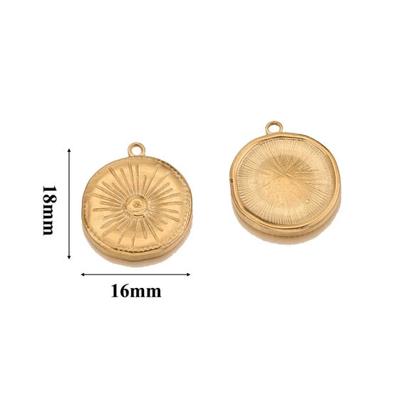 Stainless Steel Round Irregular Pendant Jewelry Accessories With Fish Pattern Diy Handmade Electroplated Cartoon And Animal Style