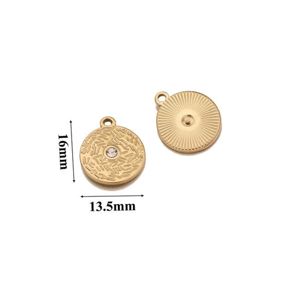 Stainless Steel Round Irregular Pendant Jewelry Accessories With Fish Pattern Diy Handmade Electroplated Cartoon And Animal Style