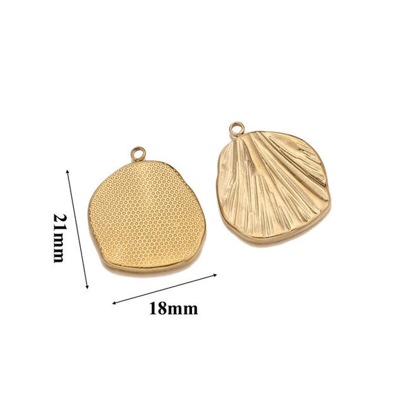 Stainless Steel Round Irregular Pendant Jewelry Accessories With Fish Pattern Diy Handmade Electroplated Cartoon And Animal Style