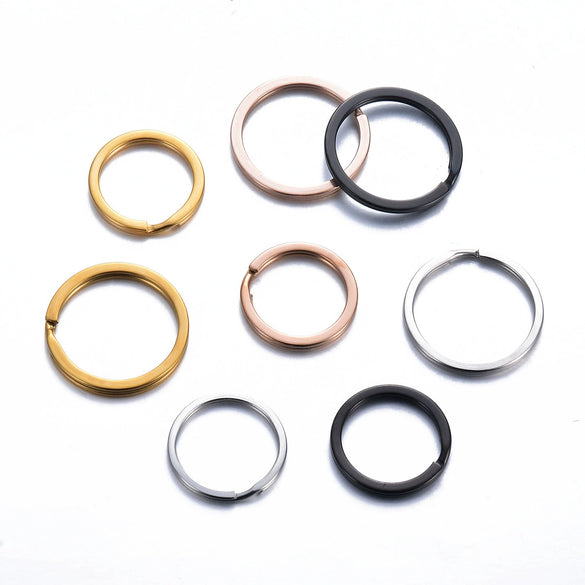 Stainless Steel Round Key Ring Pendant Decoration Electroplated Diy Accessories