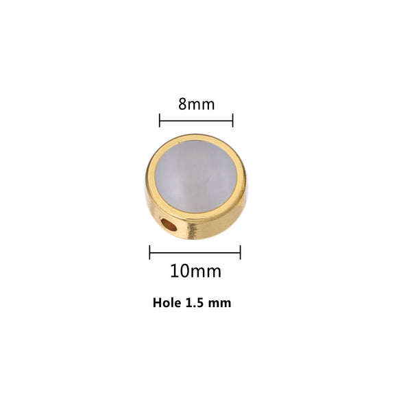 Stainless Steel Round Loose Beads Diy Jewelry Accessories With Cat's Eye Stone And Electroplating Treatment