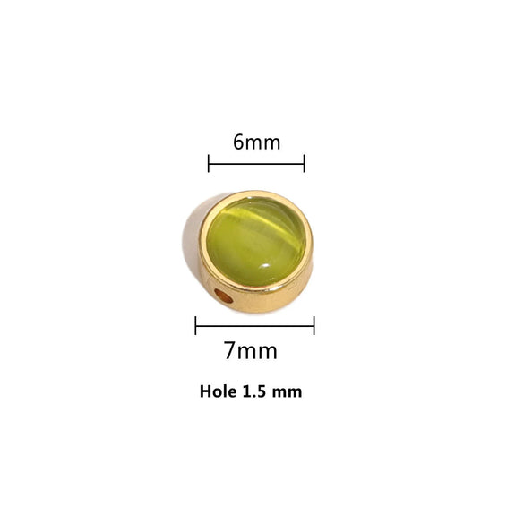 Stainless Steel Round Loose Beads Diy Jewelry Accessories With Cat's Eye Stone And Electroplating Treatment