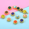 Stainless Steel Round Loose Beads Diy Jewelry Accessories With Cat's Eye Stone And Electroplating Treatment
