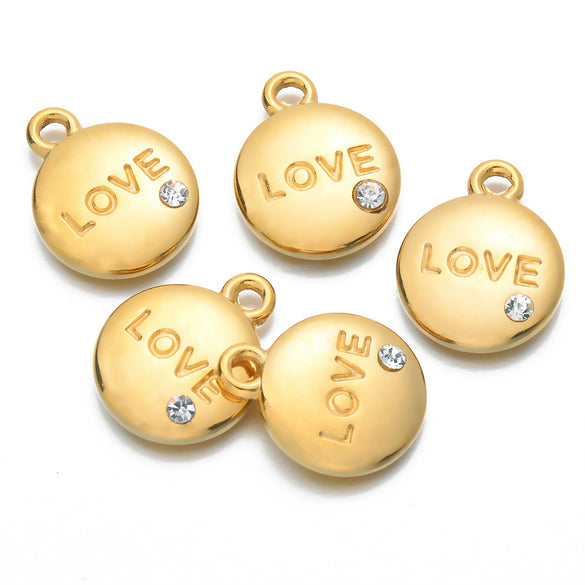 Stainless Steel Round Love Letter Pendant Jewelry Accessories For Women With Electroplating Treatment