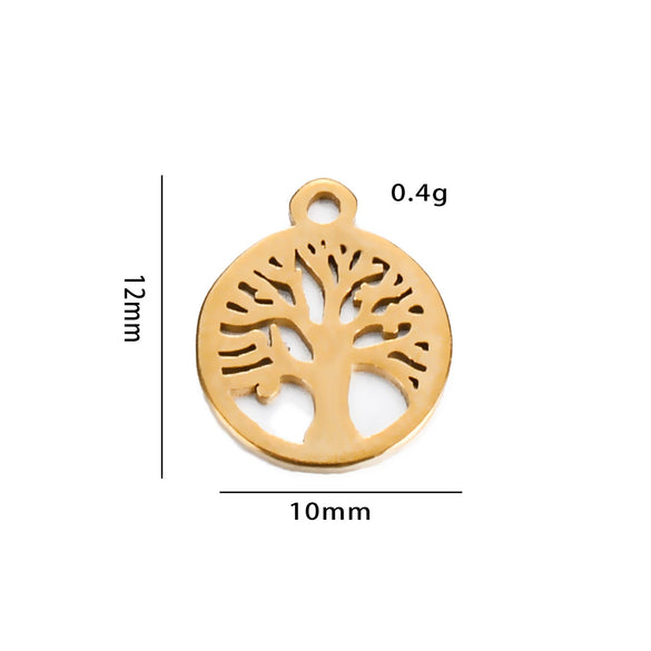 Stainless Steel Round Love Tree Pendant Bracelet Necklace Electroplating Accessories