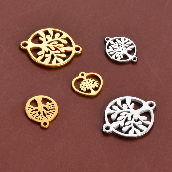 Stainless Steel Round Love Tree Pendant Bracelet Necklace Electroplating Accessories