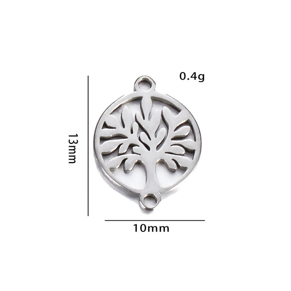 Stainless Steel Round Love Tree Pendant Bracelet Necklace Electroplating Accessories