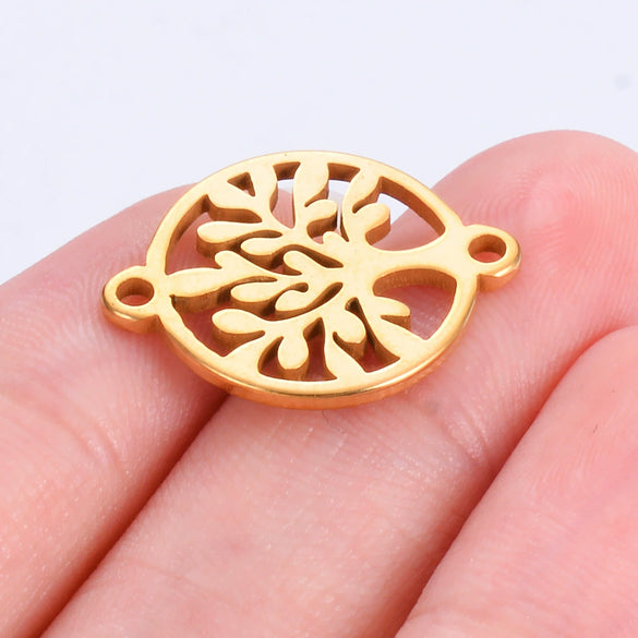 Stainless Steel Round Love Tree Pendant Bracelet Necklace Electroplating Accessories