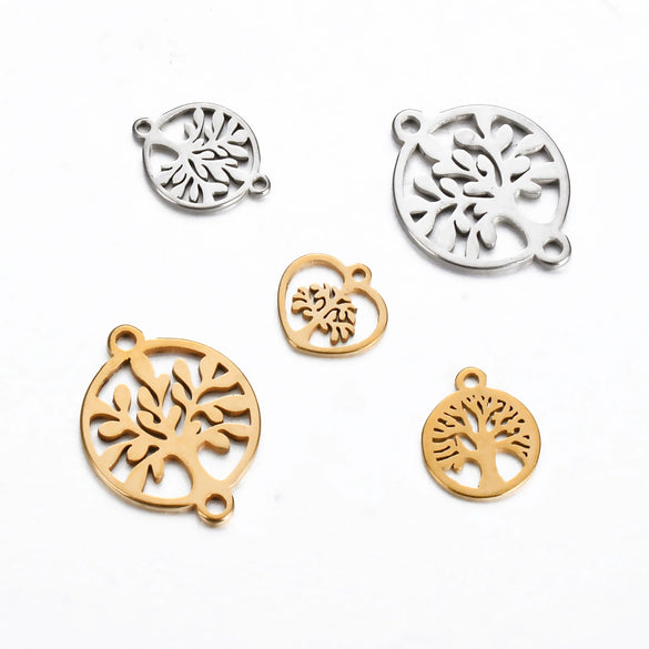 Stainless Steel Round Love Tree Pendant Bracelet Necklace Electroplating Accessories