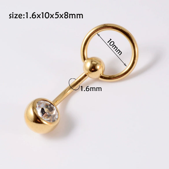 Stainless Steel Round Navel Ring With Electroplating Treatment Unisex Style