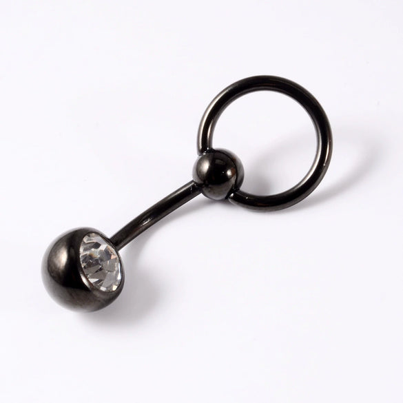 Stainless Steel Round Navel Ring With Electroplating Treatment Unisex Style