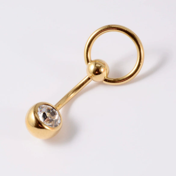Stainless Steel Round Navel Ring With Electroplating Treatment Unisex Style