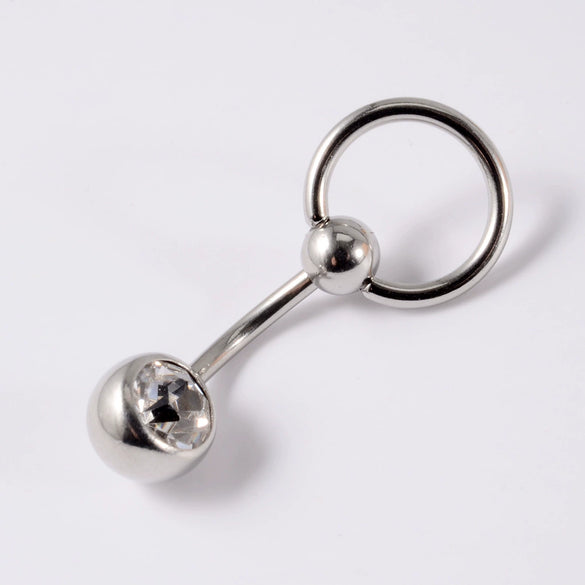 Stainless Steel Round Navel Ring With Electroplating Treatment Unisex Style