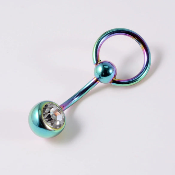 Stainless Steel Round Navel Ring With Electroplating Treatment Unisex Style