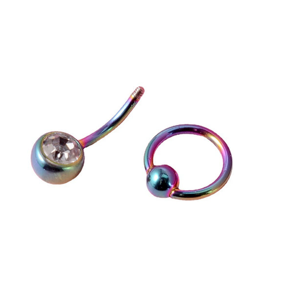 Stainless Steel Round Navel Ring With Electroplating Treatment Unisex Style