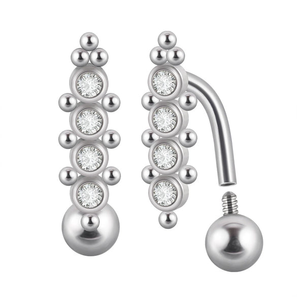 Stainless Steel Round Navel Ring With Welding Ball And Curved Rod Electroplating Style Unisex