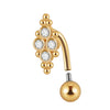 Stainless Steel Round Navel Ring With Welding Ball And Curved Rod Electroplating Style Unisex
