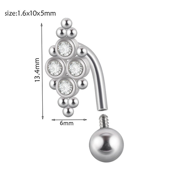 Stainless Steel Round Navel Ring With Welding Ball And Curved Rod Electroplating Style Unisex