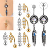 Stainless Steel Round Navel Ring With Welding Ball And Curved Rod Electroplating Style Unisex