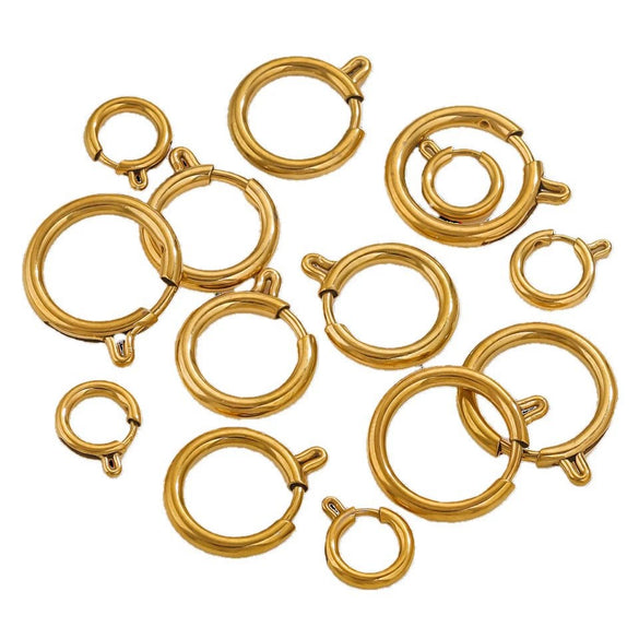 Stainless Steel Round Necklace Buckle Slingshot Spring Buckle With Vacuum 18K Gold Plating For Diy Jewelry Wholesale