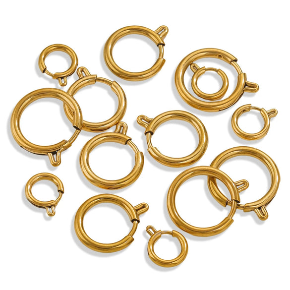 Stainless Steel Round Necklace Buckle Slingshot Spring Buckle With Vacuum 18K Gold Plating For Diy Jewelry Wholesale