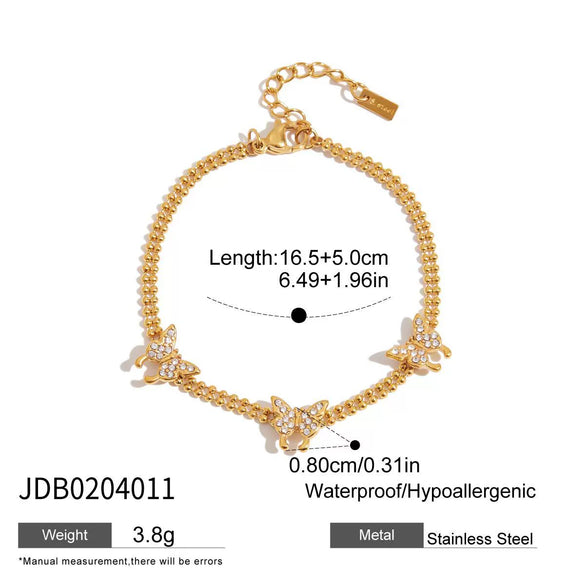 Stainless Steel Round Pink Zirconium Women's Bracelet With Electroplating Geometric Design