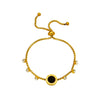 Stainless Steel Round Plate Diamond Chain Pullout Electroplated Women's Bracelet