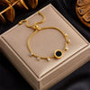 Stainless Steel Round Plate Diamond Chain Pullout Electroplated Women's Bracelet