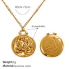 316L Stainless Steel Round Plate Twelve Constellation Pattern Pendant Necklace For Women Electroplated